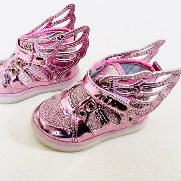 Metallic Pink Angel Wing High Top Kicks
